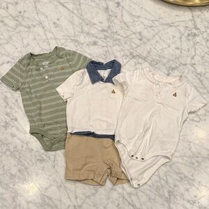 Baby GAP Polo Bodysuit & Shorts Set with Embroidered Bear + 2 onesies